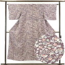 【中古】小紋 リサイクル着物 身丈153cm 裄63cm 前幅23cm 後幅28.5cm 袖丈43cm 正絹(シルク) レディース 袷仕立 秋冬春用 紫地 裄M...