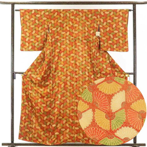 【中古】小紋 リサイクル着物 身丈160cm 裄63cm 前幅23cm 後幅28cm 袖丈50cm 正絹(シルク) レディース 袷仕立 秋冬春用 茶色 裄Mサイズ 美品 リユース 【中古】小紋 リサイクル着物 身丈160cm 裄63cm 前幅23cm 後幅28cm 袖丈50cm 正絹(シルク) レディース 袷仕立 秋冬春用 茶色 裄Mサイズ 美品 リユース