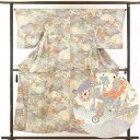【中古】小紋 リサイクル着物 身丈157cm 裄65cm 前幅24cm 後幅30cm 袖丈50cm 正絹(シルク) レディース 袷仕立 秋冬春用 グレー地 裄M...