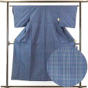 【中古】紬 リサイクル着物 身丈152cm 裄62cm 前幅21.5cm 後幅30cm 袖丈46cm 正絹(シルク) レディース 袷仕立 秋冬春用 ブルー地 裄...