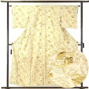 【中古】小紋 リサイクル着物 身丈156cm 裄63cm 前幅25cm 後幅31cm 袖丈45cm 正絹(シルク) レディース 袷仕立 秋冬春用 黄色地 裄Mサ...