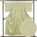 【中古】小紋 リサイクル着物 身丈155cm 裄62cm 前幅24.5cm 後幅29.5cm 袖丈45cm 正絹(シルク) レディース 袷仕立 秋冬春用 緑地 ...
