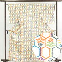 【中古】小紋 リサイクル着物 身丈164cm 裄64cm 前幅22cm 後幅28cm 袖丈56cm 正絹(シルク) レディース 袷仕立 秋冬春用 白地 裄Mサイ...