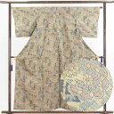 【中古】紬 リサイクル着物 身丈159cm 裄64cm 前幅26.5cm 後幅30cm 袖丈49cm 正絹(シルク) レディース 袷仕立 秋冬春用 緑地 裄Mサ...