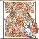 【中古】小紋 リサイクル着物 身丈155cm 裄62cm 前幅23cm 後幅28cm 袖丈49cm 正絹(シルク) レディース 袷仕立 秋冬春用 茶色 裄Sサイ...