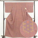 【中古】小紋 リサイクル着物 身丈165cm 裄66cm 前幅23.5cm 後幅30cm 袖丈49cm 正絹(シルク) レディース 袷仕立 秋冬春用 ピンク地 ...