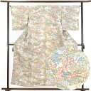 【中古】小紋 リサイクル着物 身丈157cm 裄65cm 前幅23cm 後幅29cm 袖丈49cm 正絹(シルク) レディース 袷仕立 秋冬春用 ベージュ地 裄...