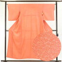 【中古】小紋 リサイクル着物 身丈155cm 裄65cm 前幅25cm 後幅28.5cm 袖丈49cm 正絹(シルク) レディース 袷仕立 秋冬春用 ピンク地 ...