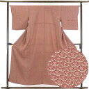 【中古】小紋 リサイクル着物 身丈156cm 裄64cm 前幅25cm 後幅30cm 袖丈49cm 正絹(シルク) レディース 袷仕立 秋冬春用 ピンク地 裄M...