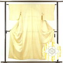 【中古】小紋 リサイクル着物 身丈154cm 裄62cm 前幅25cm 後幅28cm 袖丈46cm 正絹(シルク) レディース 袷仕立 縞 秋冬春用 黄色地 裄...