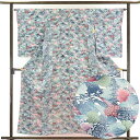 【中古】小紋 リサイクル着物 身丈152cm 裄64cm 前幅22cm 後幅30cm 袖丈60cm 正絹(シルク) レディース 袷仕立 秋冬春用 ブルー地 裄M...