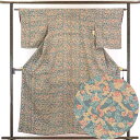 【中古】小紋 リサイクル着物 身丈159cm 裄62cm 前幅23cm 後幅28cm 袖丈51cm 正絹(シルク) レディース 袷仕立 秋冬春用 グレー地 裄S...