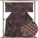 【中古】小紋 リサイクル着物 身丈160cm 裄62cm 前幅25cm 後幅31cm 袖丈45cm 正絹(シルク) レディース 袷仕立 秋冬春用 紫地 裄Sサイ...