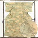 【中古】小紋 リサイクル着物 身丈157cm 裄60cm 前幅24cm 後幅27cm 袖丈45cm 正絹(シルク) レディース 袷仕立 秋冬春用 緑地 裄SSサ...