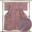 【中古】小紋 リサイクル着物 身丈155cm 裄63cm 前幅25cm 後幅28.5cm 袖丈47cm 正絹(シルク) レディース 袷仕立 秋冬春用 茶色 裄M...