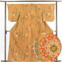 【中古】小紋 リサイクル着物 身丈160cm 裄65cm 前幅24.5cm 後幅30cm 袖丈50cm 正絹(シルク) レディース 袷仕立 秋冬春用 茶色 裄M...
