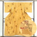 【中古】小紋 リサイクル着物 身丈157cm 裄64cm 前幅25cm 後幅30cm 袖丈48cm 正絹(シルク) レディース 袷仕立 麻の葉 秋冬春用 茶色 ...