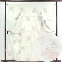 【中古】紬 リサイクル着物 身丈161cm 裄64cm 前幅23.5cm 後幅29cm 袖丈49cm 正絹(シルク) レディース 袷仕立 秋冬春用 白地 裄Mサ...