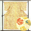 【中古】小紋 リサイクル着物 身丈155cm 裄62cm 前幅22.5cm 後幅28.5cm 袖丈50cm 正絹(シルク) レディース 袷仕立 秋冬春用 黄色地...