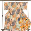 【中古】小紋 リサイクル着物 身丈164cm 裄66cm 前幅23.5cm 後幅30cm 袖丈49cm 正絹(シルク) レディース 袷仕立 秋冬春用 茶色 裄M...