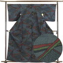 【中古】紬 リサイクル着物 身丈164cm 裄66cm 前幅24cm 後幅28.5cm 袖丈50cm 正絹(シルク) レディース 袷仕立 秋冬春用 黒地 裄Mサ...