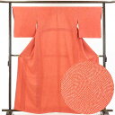 【中古】小紋 リサイクル着物 身丈164cm 裄62cm 前幅24cm 後幅29cm 袖丈48cm 正絹(シルク) レディース 袷仕立 秋冬春用 オレンジ地 裄...