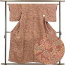 【中古】小紋 リサイクル着物 身丈157cm 裄63cm 前幅23cm 後幅30cm 袖丈48cm 正絹(シルク) レディース 袷仕立 秋冬春用 茶色 裄Mサイ...