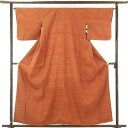 【中古】紬 リサイクル着物 身丈160cm 裄64cm 前幅24cm 後幅30cm 袖丈45cm 正絹(シルク) レディース 袷仕立 秋冬春用 茶色 裄Mサイズ リユース
