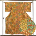 【中古】小紋 リサイクル着物 身丈156cm 裄62cm 前幅22.5cm 後幅28cm 袖丈47cm 正絹(シルク) レディース 袷仕立 秋冬春用 茶色 裄S...