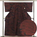 【中古】紬 リサイクル着物 身丈161cm 裄65cm 前幅25cm 後幅30cm 袖丈48cm 正絹(シルク) レディース 袷仕立 秋冬春用 黒地 裄Mサイズ...
