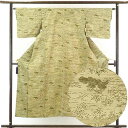 【中古】小紋 リサイクル着物 身丈150cm 裄64cm 前幅23cm 後幅29cm 袖丈43cm 正絹(シルク) レディース 袷仕立 秋冬春用 緑地 裄Mサイ...