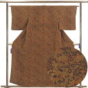 【中古】小紋 リサイクル着物 身丈158cm 裄62cm 前幅24cm 後幅28cm 袖丈49cm 正絹(シルク) レディース 袷仕立 秋冬春用 茶色 裄Sサイ...