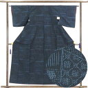 【中古】紬 リサイクル着物 身丈157cm 裄62cm 前幅23cm 後幅28cm 袖丈45cm 正絹(シルク) レディース 袷仕立 秋冬春用 紺地 裄Sサイズ...
