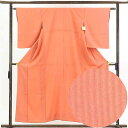 【中古】小紋 リサイクル着物 身丈154cm 裄62cm 前幅26cm 後幅28cm 袖丈55cm 正絹(シルク) レディース 袷仕立 縞 秋冬春用 オレンジ地...
