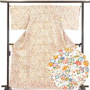 【中古】小紋 リサイクル着物 身丈164cm 裄66cm 前幅22cm 後幅30cm 袖丈48cm 正絹(シルク) レディース 袷仕立 秋冬春用 ピンク地 裄M...