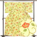 【中古】小紋 リサイクル着物 身丈161cm 裄63cm 前幅24cm 後幅28.5cm 袖丈51cm 正絹(シルク) レディース 袷仕立 秋冬春用 緑地 裄M...