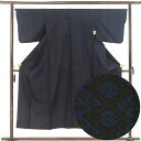 【中古】紬 リサイクル着物 身丈151cm 裄66cm 前幅26cm 後幅30cm 袖丈45cm 袖幅33cm レディース 単衣 連続模様 裄長 裄M-Lサイズ...