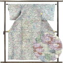 【中古】紬 リサイクル着物 身丈157cm 裄62.5cm 前幅23cm 後幅29cm 袖丈49cm 袖幅32.5cm レディース 単衣 花柄 裄Sサイズ 初夏...