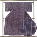 【中古】紬 リサイクル着物 身丈158cm 裄63cm 前幅22.5cm 後幅28cm 袖丈45cm 袖幅32cm レディース 単衣 格子 裄Mサイズ 初夏・初...