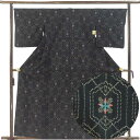 【中古】紬 リサイクル着物 身丈161cm 裄67cm 前幅23cm 後幅30cm 袖丈49cm 袖幅34cm レディース 単衣 絣模様 裄長 裄Lサイズ 初夏...
