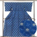 【中古】紬 リサイクル着物 身丈164cm 裄63cm 前幅25cm 後幅30.5cm 袖丈45cm 袖幅32cm レディース 単衣 絣模様 裄Mサイズ 初夏・...