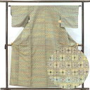 【中古】紬 リサイクル着物 身丈158cm 裄63cm 前幅24cm 後幅30cm 袖丈45cm 袖幅32cm レディース 単衣 連続模様 裄Mサイズ 初夏・初...