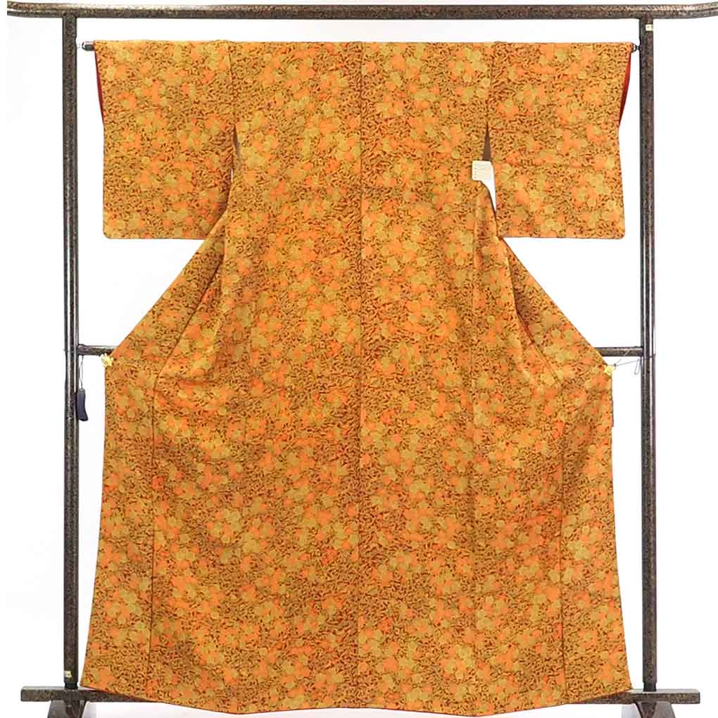 【50%OFF】【中古】小紋 リサイクル着物 身丈165cm 裄65cm 前幅23cm 後幅29cm 袖丈49cm 正絹(シルク) レディース 袷仕立 秋冬春用 赤地 裄Mサイズ トールサイズ 美品 リユース
