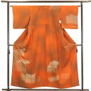 【中古】訪問着 リサイクル着物 身丈157cm 裄63cm 前幅24cm 後幅29.5cm 袖丈45cm 正絹(シルク) レディース 袷仕立 秋冬春用 茶色 裄...