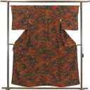 【中古】小紋 リサイクル着物 身丈158cm 裄65cm 前幅23cm 後幅30cm 袖丈49cm 正絹(シルク) レディース 袷仕立 秋冬春用 赤地 裄Mサイ...