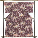 【中古】小紋 リサイクル着物 身丈162cm 裄66cm 前幅22cm 後幅28cm 袖丈49cm 正絹(シルク) レディース 袷仕立 秋冬春用 紫地 裄Mサイ...