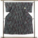 【中古】紬 リサイクル着物 身丈151cm 裄63cm 前幅24cm 後幅29cm 袖丈48cm 正絹(シルク) レディース 袷仕立 秋冬春用 グレー地 裄Mサイズ 美品 リユース
