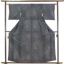 【中古】小紋 リサイクル着物 身丈160cm 裄62cm 前幅22.5cm 後幅28cm 袖丈45cm 正絹(シルク) レディース 袷仕立 麻の葉 秋冬春用 黒...