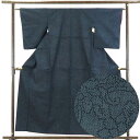 【中古】紬 リサイクル着物 身丈158cm 裄63cm 前幅26cm 後幅30cm 袖丈53cm 正絹(シルク) レディース 袷仕立 秋冬春用 黒地 裄Mサイズ...
