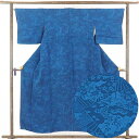 【中古】小紋 リサイクル着物 身丈153cm 裄65cm 前幅25cm 後幅29cm 袖丈45cm 正絹(シルク) レディース 袷仕立 秋冬春用 紺地 裄Mサイ...